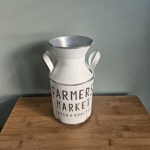 White Farmers Market Metal Vase